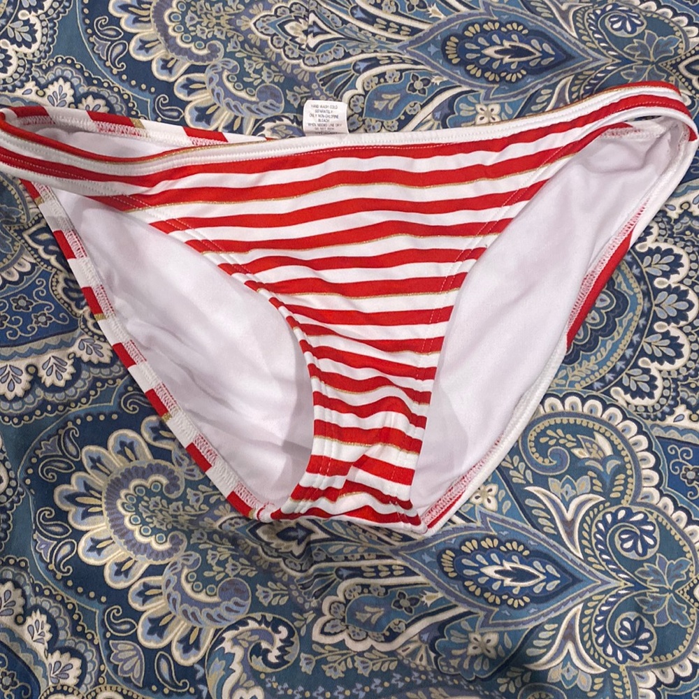 Red, white and gold stripes bikini bottom